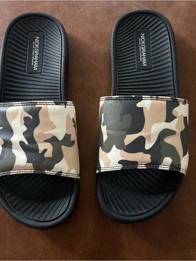 Nick Graham Men's Camouflage Slide Sandals - Black & Tan